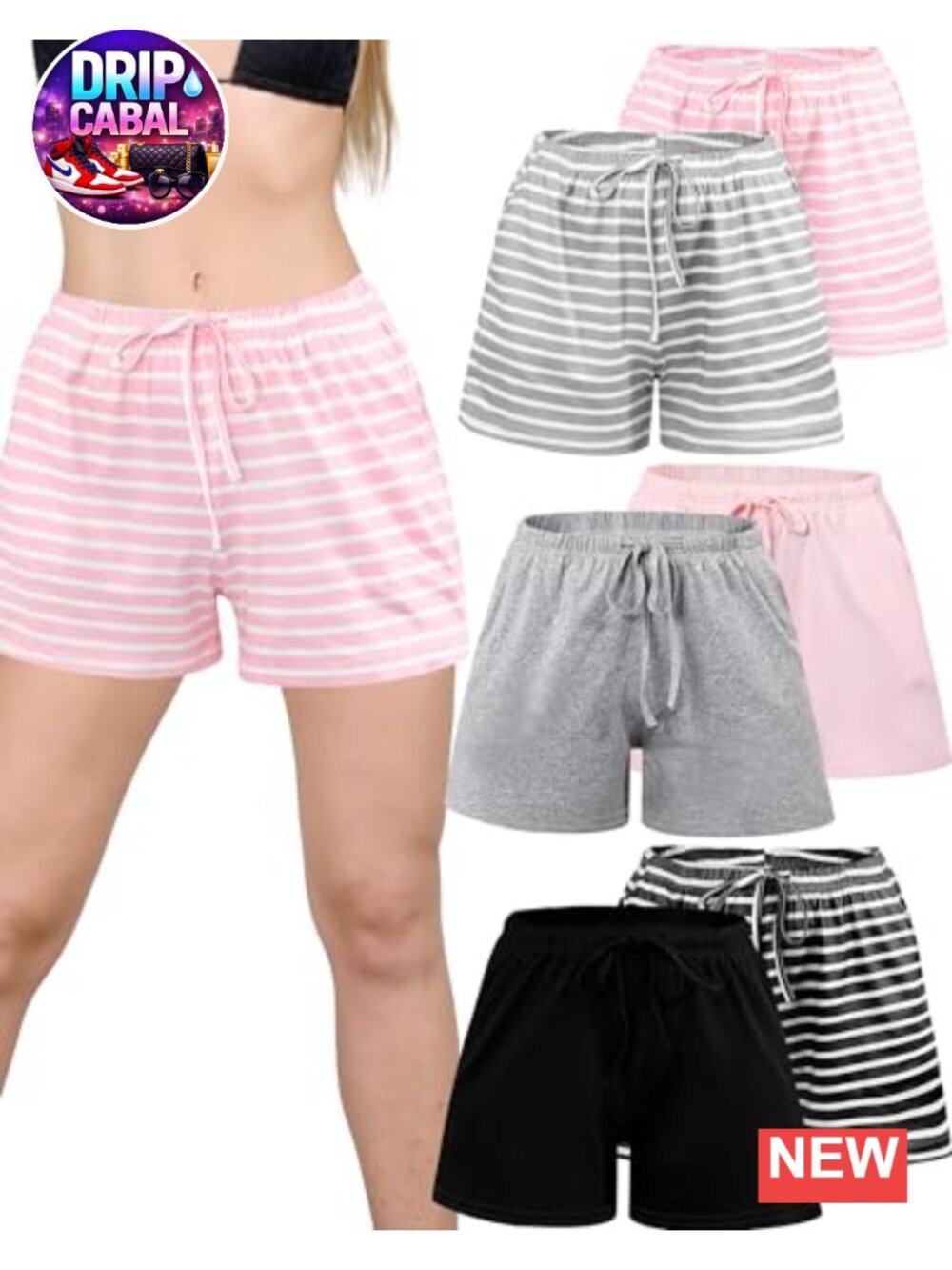 6 Pack Women Sleep Shorts Lounge Shorts with Pockets Soft Comfy Bottoms